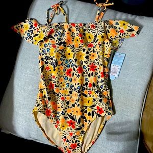 Yellow and Multi Color Printed Bathing Suit